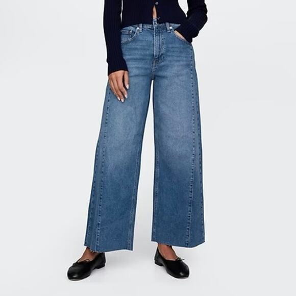 GAP Denim - NWT Gap High Rise Stride Wide-Leg Ankle Jeans New Medium Indigo Size 28/6 Tall